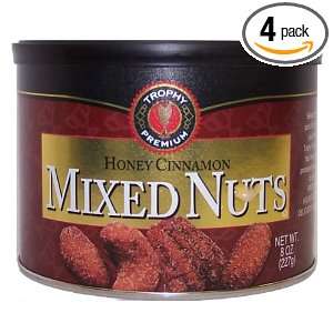 Trophy Nut Honey Cinnamon Mixed Nuts, 8 Ounce Cans (Pack of 4)