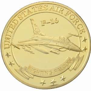  F16 AIR FORCE FIGHTING FALCON GOLD CHALLENGE COIN AF003 
