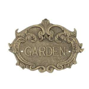  Fancy Cast Iron Garden Plaque ~ Gold Garden Sign: Patio 