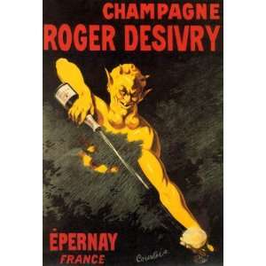 CHAMPAGNE DEVIL ROGER DESIVRY EPERNAY FRANCE FRENCH 24 X 36 VINTAGE 