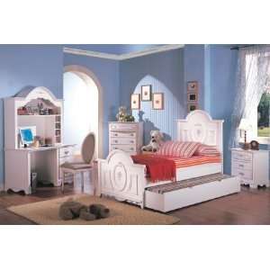  400101TSET4 Sophie 4 Pc Twin Bedroom Set in White: Home 
