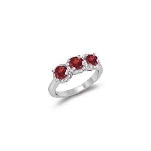  0.15 Cts Diamond & 0.53 Cts Garnet Ring in 14K White Gold 