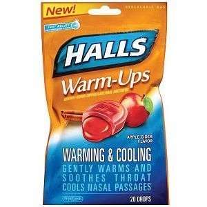 Halls Warm Ups Apple Cider Cough Supressant Drops, 20 Count (Pack of 6 