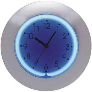   Blue Neon Clock w/Chrome Frame CM 10280:  Home & Kitchen