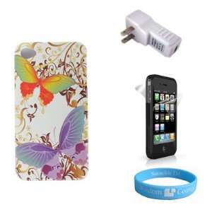  Butterfly snap on Carrying Case for iPhone 4 + USB Wall 
