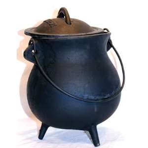 Large Potbellied Cast Iron Cauldron with Cover 