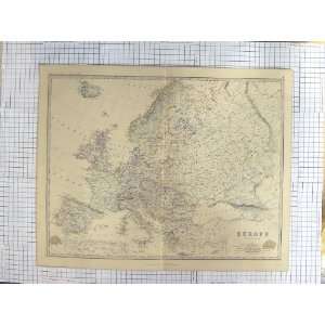   JOHNSTON ANTIQUE MAP c1870 EUROPE FRANCE SPAIN GERMANY: Home & Kitchen