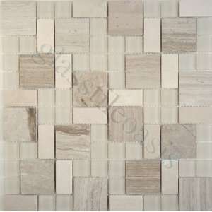   Square Glossy & Frosted Glass and Stone Tile   14240: Home Improvement