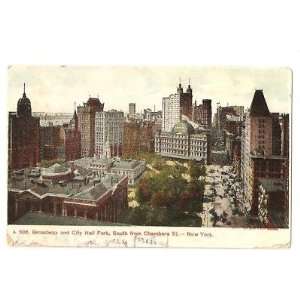    Postcard Broadway and City Hall Park New York City 