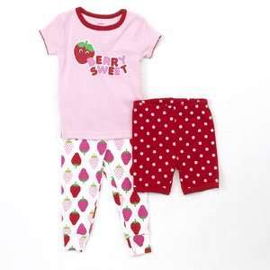   Carters Girls 3 piece Berry Sweet Cotton Pajama Set 18 Months: Baby
