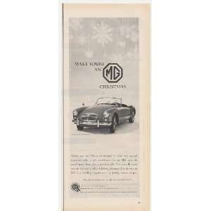  1958 BMC MG Roadster Convertible Merry Christmas Print Ad 