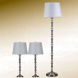  White Shade Metal Base Three Pieces Lamps Set: Home 