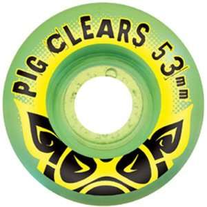  Pig Clears Skateboard Wheels (53mm, Green) Sports 