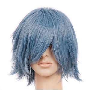  Blue Grey Short Length Anime Cosplay Costume Wig Toys 