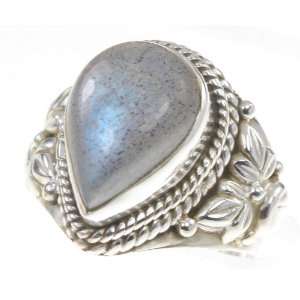   Sterling Silver NATURAL LABRADORITE Ring, Size 5.75, 6.31g Jewelry