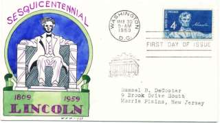 Description Abraham Lincoln #1116 Hand Painted William Wright cachet 