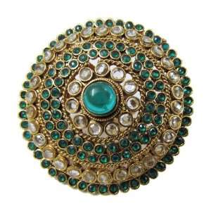 Iba Jodha Akbar Inspired Large Adjustable Ring Indian Kundan Gold Tone 