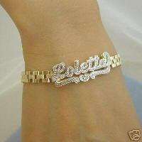 ID HIP HOP JEWELRY 10K Gold Iced 3D Name Bracelet RB6  