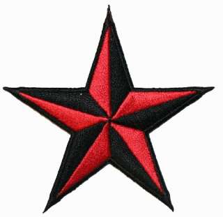 Red Black Tattoo Nautical 3D Star Rockabilly Embroidered Iron on Biker 