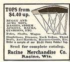 1907 RACINE BUGGY & AUTO TOPS & DASH AD RACINE WI WISCO