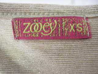 ZOOEY Gold Metallic Short Sleeve Top Shirt Size XS  