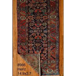  3x14 Hand Knotted Heriz Persian Rug   33x149