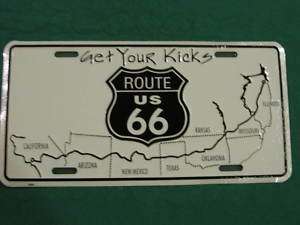 ROUTE 66 METAL LICENSE PLATE GET YOUR KICKS SIGN L003  