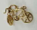 14K Gold Charm Traditional Boys Bicycle Wheels Turn 7/8  