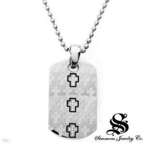 SIMMONS Dog Tail Cross Necklace, 0.18ctw Diamonds, 30in  