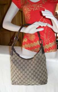 Gucci Brown Monogram Hobo Purse Bag  