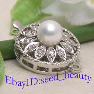 White Gold Plated Crystal & Shell Pearl Clasp gp0425  
