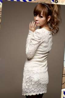 New Womens Japan Korea Lace Mini Dresses Long Top 0755  