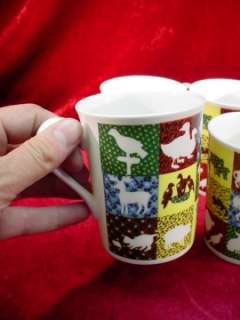 Set 4 HORCHOW ENGLAND Animal COFFEE CUPS Mugs  