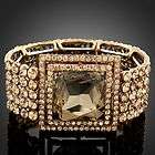 Swarovski Crystal Great Square Topaz Gold GP Bracelet