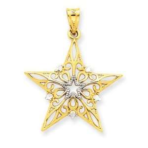   and Rhodium Star Pendant   Measures 29.4x23.4mm   JewelryWeb Jewelry
