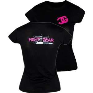Chess Game Fight Gear Girls Logo Black T Shirt (Size=M):  