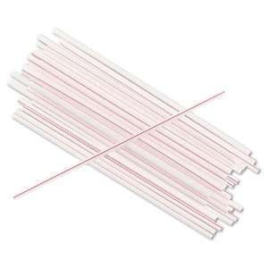 Boardwalk 50P 5 1/4 Length, White Swizzle Unwrapped Straw with Red 