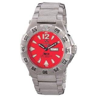 REACTOR Mens 52011 Gamma Never Dark Red Dial Titanium Bracelet Watch