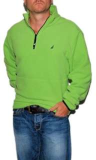   Fleece Sweatshirt Pullover Half Zip Jacket Lime Green XL: Clothing