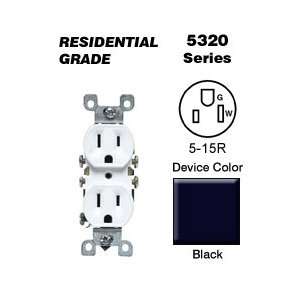 Leviton 5320 ECP 5 15R Duplex Receptacle w/Ears Residential   Black