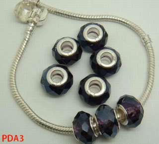 Special Murano Faceted Crystal Glass European beads Core Fit Charm 