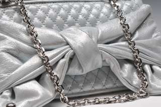 NEW JUICY COUTURE Silver Shimmer Bow Bag Clutch NWT  