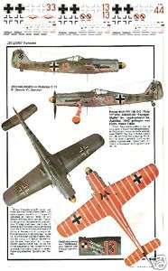 72 Decals für 3 Maschinen des JV 44 FW 190 D 1181  