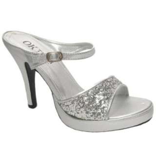  Dressy High Heel Glitter Platform Sandals Silver 3 10 