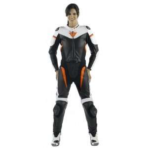  DAINESE AVRO WOMENS 2 PC SUIT BLACK/WHITE/FLUORESCENT RED 