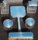 pc British Silver Sterling Enamel Toillete Set Perfum