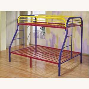  Furniture, Bed 6345: 2 Tube Rainbow Twin/full Bunk Bed 