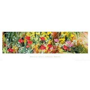   Print   Chinese Poppies   Artist Atwill   Poster Size 13 X 38 inches