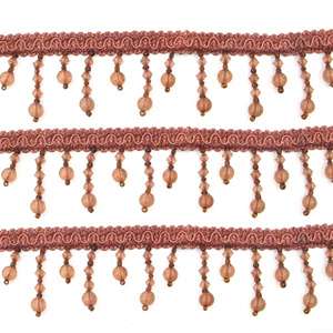 BROWN BEADED MULTIPURPOSE COTTON LACE FRINGE TRIM 4 YRD  