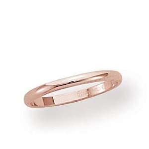  18k Rose Gold 2mm Plain Domed Standard Fit Wedding Band Jewelry